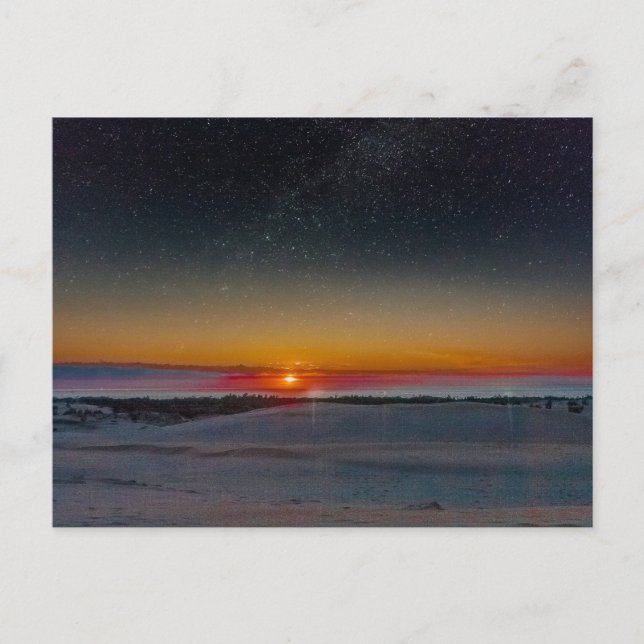 Starry Night Appears Over Silver Lake Dunes, MI Postcard (Front)