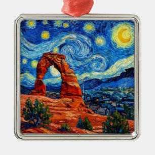 Starry Night Arches National Park Metal Tree Decoration
