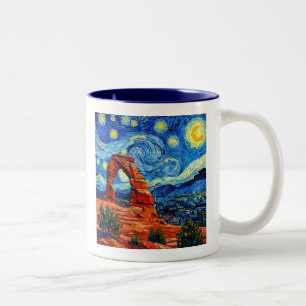 Starry Night Arches National Park Two-Tone Coffee Mug