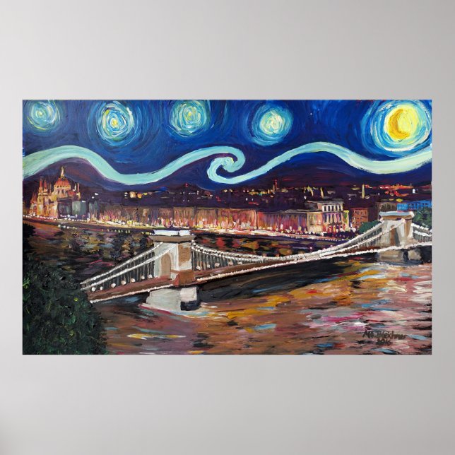 Starry Night at Budapest Poster (Front)