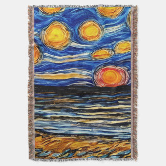 Starry Night at the Beach Throw Blanket