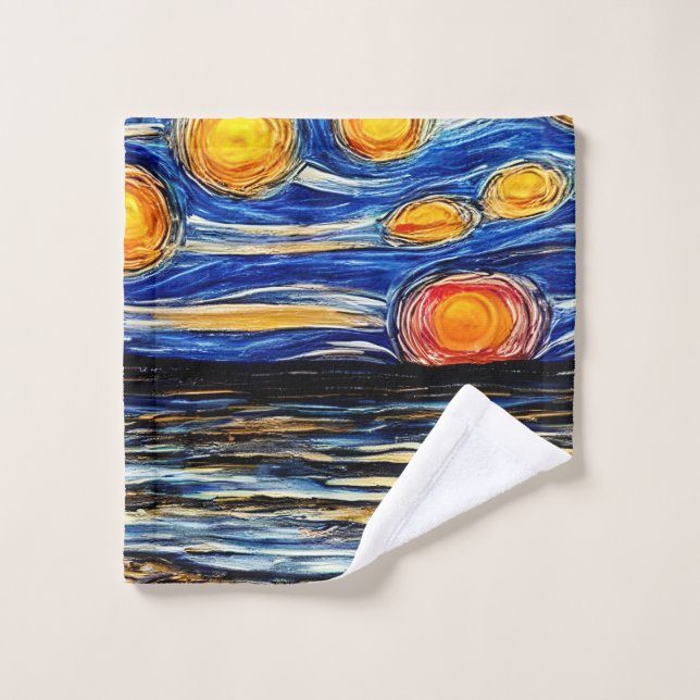 Starry Night at the Beach  Wash Cloth (Wash Cloth)