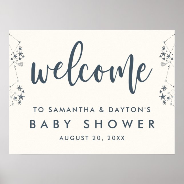 Starry Night Baby Shower Welcome Sign (Front)