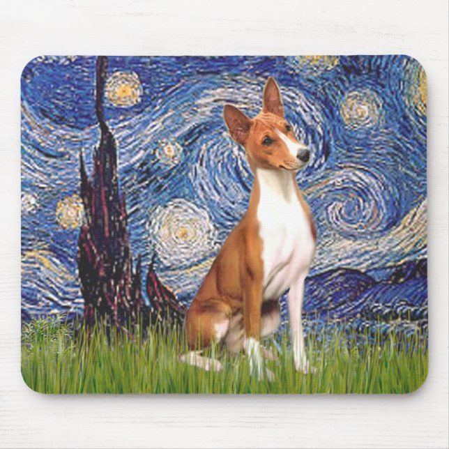 Starry Night - Basenji Mouse Mat (Front)