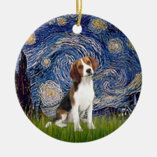 Starry Night - Beagle #1 Ceramic Tree Decoration
