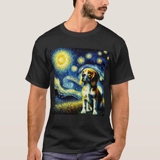 Starry Night Beagle Van Gogh Lover T-Shirt (Front)