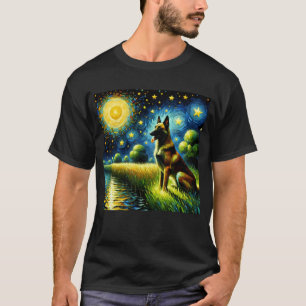 Starry Night Belgian Malinois Dog Van Gogh Lover T-Shirt