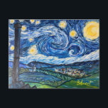 Starry Night Belmont Lancashire  Postcard<br><div class="desc">Starry Night in Belmont
My take on Vincent Van Gogh Starry Night.
In the foreground I’ve painted Belmont Village,  with St Peter’s Church,  and the Iconic Works Chimney right at the front (instead of the cypress tree)
The original is in Acrylics on a canvas board.</div>