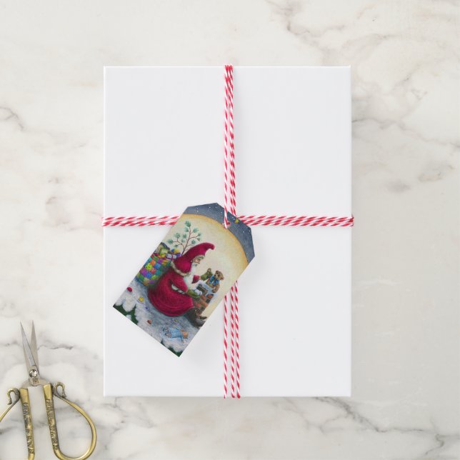 STARRY NIGHT BELSNICKLE CHRISTMAS GIFT TAGS (With Twine)