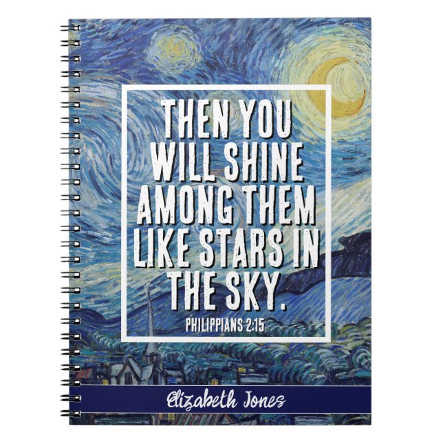 Starry Night - Bible Verse Custom Notebook (Front)