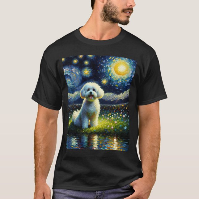 Starry Night Bichon Havanese Dog Van Gogh Lover T-Shirt (Front)
