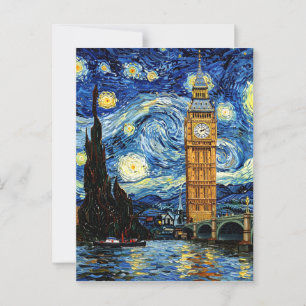 Starry Night Big Ben London England Postcard