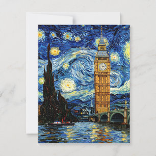 Starry Night Big Ben London England RSVP Card