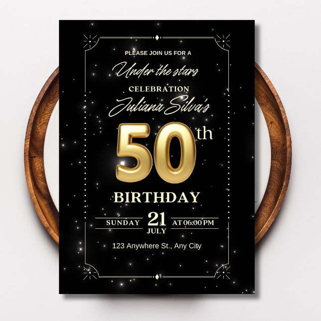 Starry Night Birthday Invitation, 50th Birthday Invitation (Creator Uploaded)