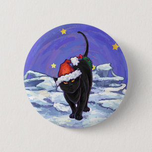 Starry Night Black Cat Christmas 6 Cm Round Badge