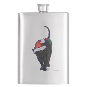 Starry Night Black Cat Christmas Hip Flask