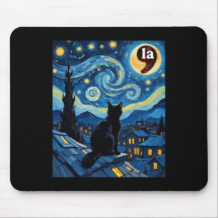 Starry Night Black Cat Comma La Kamala Harris 1 Mouse Mat