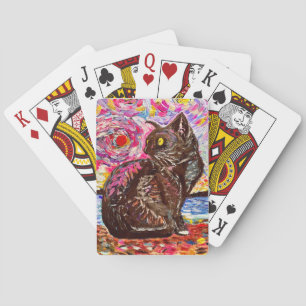 Starry Night Black Kitty Playing Cards