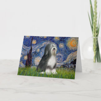 Starry Night - Black & White Tibetan Terrier Card