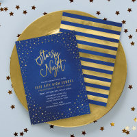 Starry Night Blue Faux Gold School Dance