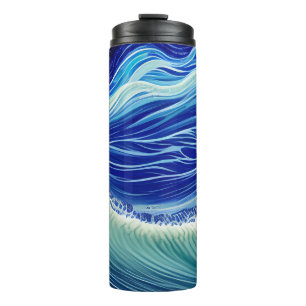 Starry Night Blue Ocean Wave Thermal Tumbler