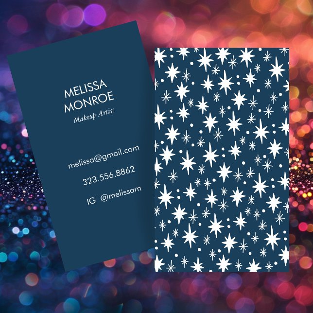Starry Night Blue Pattern Elegant Business Card (Navy Starry Night Blue Pattern Elegant Business Card
)