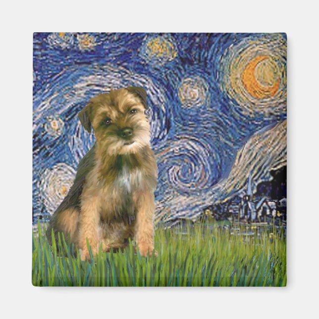 Starry Night - Border Terrier #1 Magnet (Front)