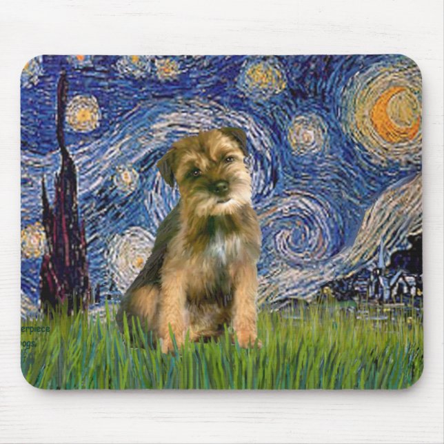 Starry Night - Border Terrier #1 Mouse Mat (Front)