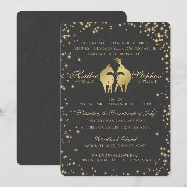 Starry Night Buck and Doe Invitation (Front/Back)