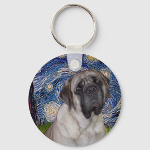 Starry Night - Bull Mastiff Portrait Key Ring