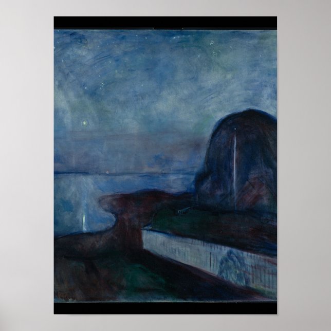 Starry night by Edvard Munch symbolist painter Poster (Front)