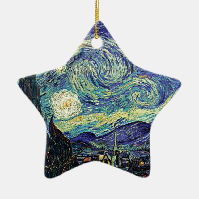 Starry Night by van Gogh Ceramic Tree Decoration (Front)