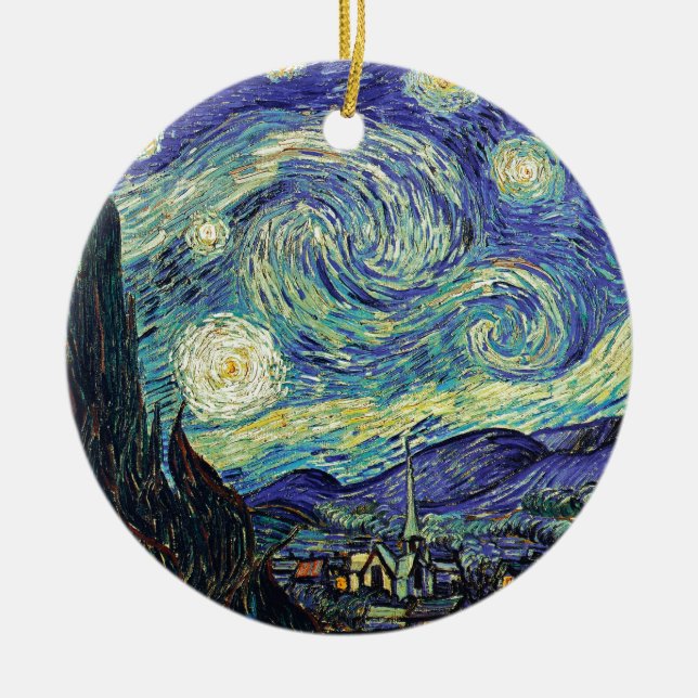 Starry Night by van Gogh Ceramic Tree Decoration (Front)