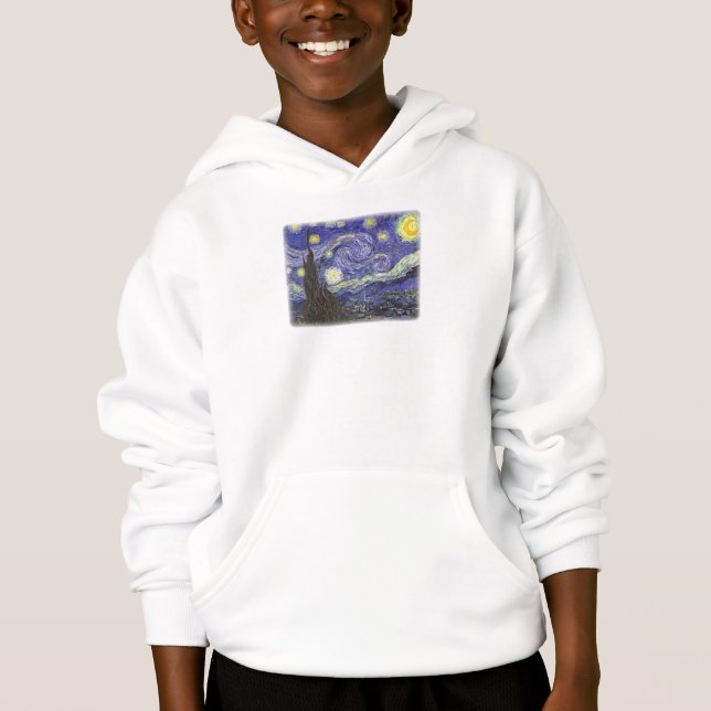 Starry Night by Van Gogh kids hooded sweatshirt (Front)
