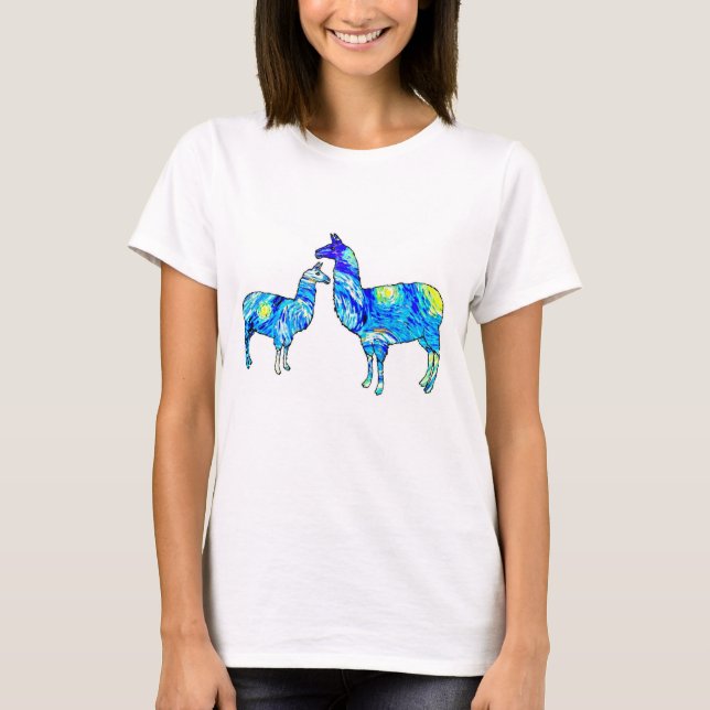 Starry Night by Van Gogh, Llama, Shirt (Front)