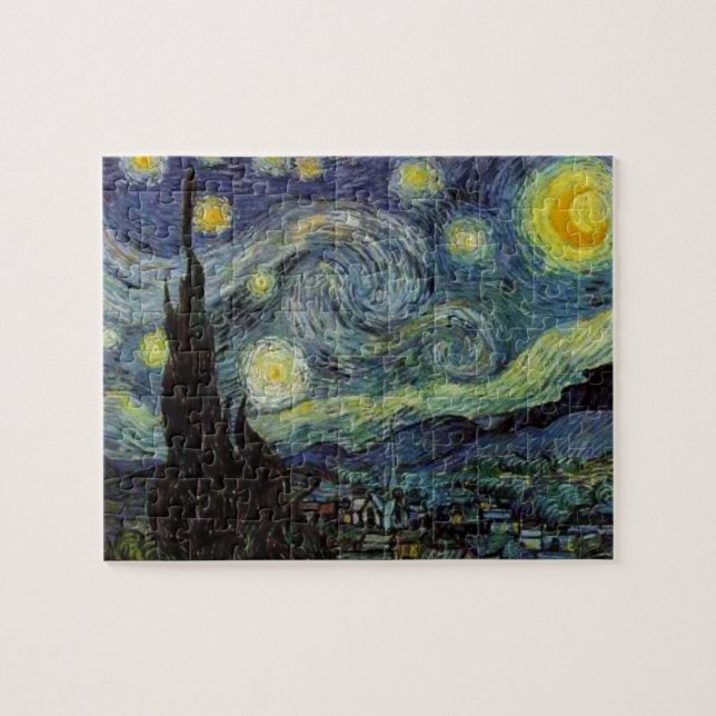 Starry Night by van Gogh Modern Art Painting Blue Jigsaw Puzzle (Horizontal)