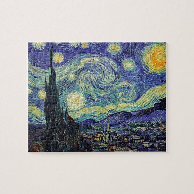 Starry Night by van Gogh Modern Art Painting Blue Jigsaw Puzzle (Horizontal)
