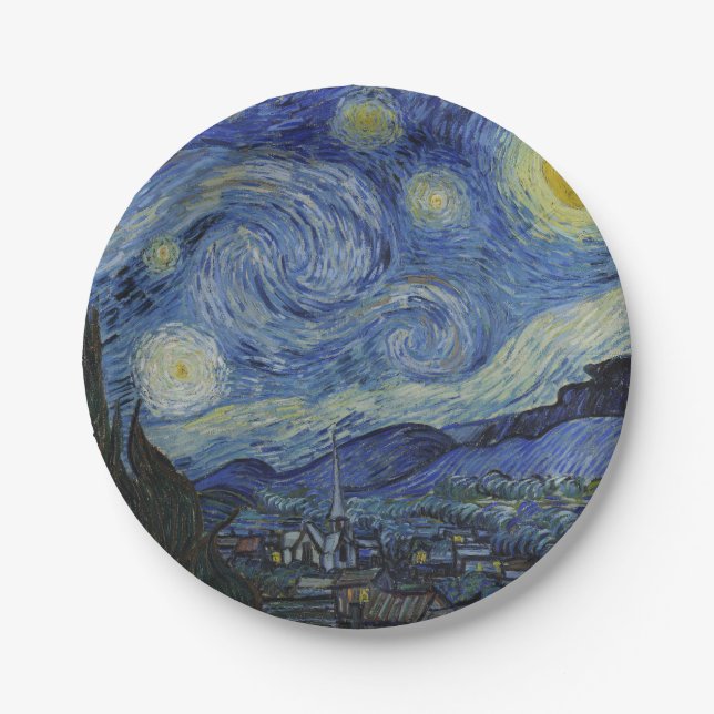 "Starry Night" by Van Gogh Paper Plate (Front)