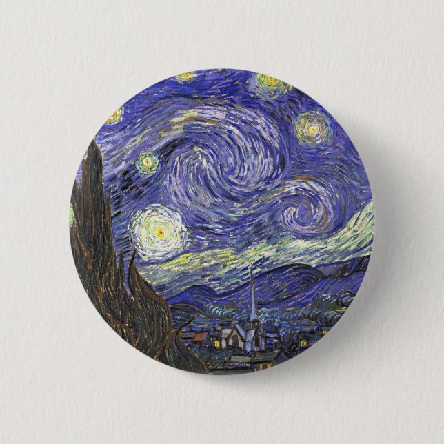 Starry Night by Van Gogh round button (Front)