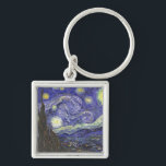 Starry Night by Van Gogh square keychain<br><div class="desc">Starry Night by Van Gogh for the art lover or dreamer in your life.</div>