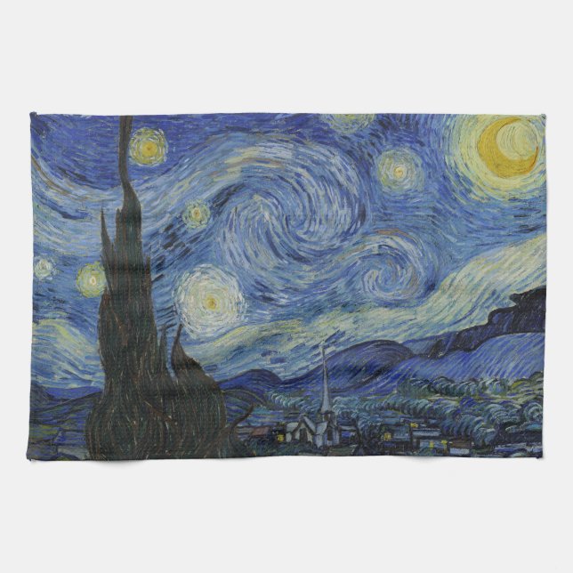 "Starry Night" by Van Gogh Tea Towel (Horizontal)