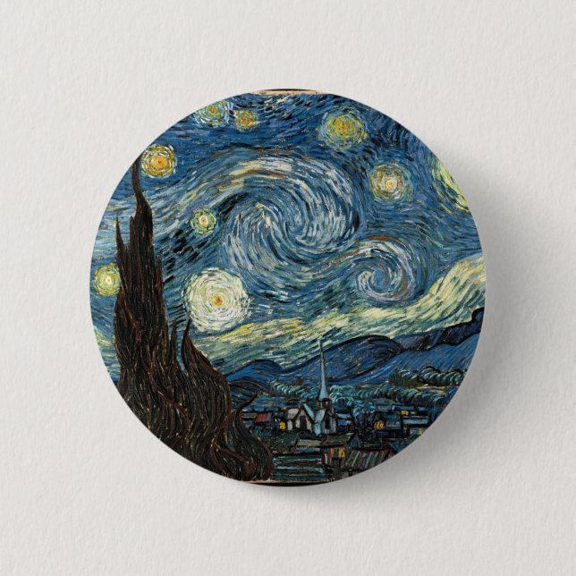 Starry Night by Vincent Van Gogh 6 Cm Round Badge (Front)
