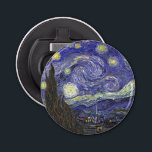 Starry Night by Vincent van Gogh Bottle Opener<br><div class="desc">Starry Night by Vincent van Gogh is a vintage fine art post impressionism landscape cityscape painting featuring a view of Saint Remy, France from van Gogh's asylum. The night sky is swirling with clouds with a bright crescent moon and shining stars over the quaint village. Starry Night is probably van...</div>