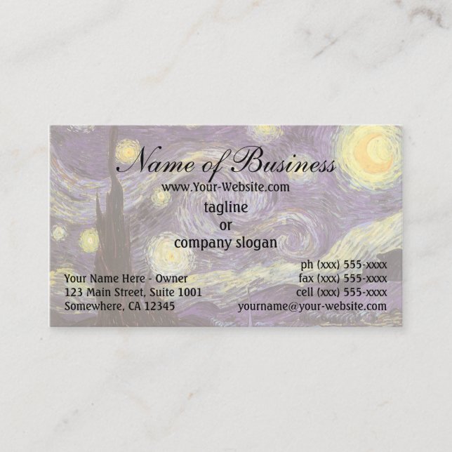 Starry Night by Vincent van Gogh Business Card (Front)