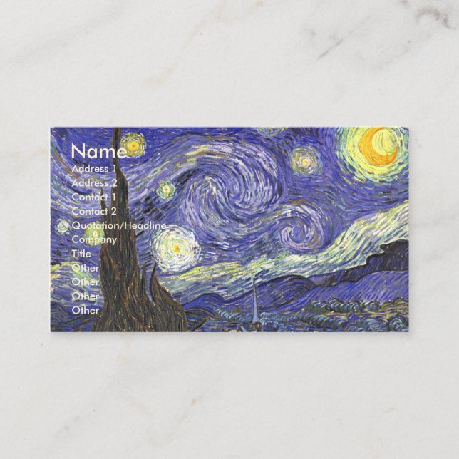 Starry Night by Vincent van Gogh Business Card (Front)