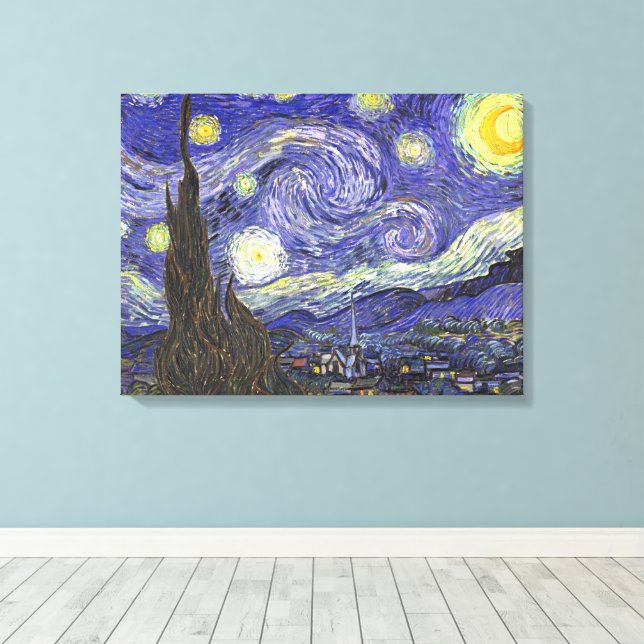 Starry Night by Vincent van Gogh Canvas Print (Insitu(Wood Floor))