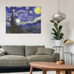 Starry Night by Vincent van Gogh Canvas Print<br><div class="desc">Starry Night by Vincent van Gogh is a vintage fine art post impressionism landscape cityscape painting featuring a view of Saint Remy, France from van Gogh's asylum. The night sky is swirling with clouds with a bright crescent moon and shining stars over the quaint village. Starry Night is probably van...</div>