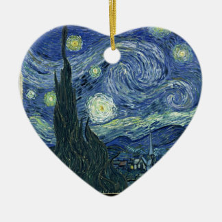 Starry night by Vincent Van Gogh Ceramic Tree Decoration