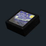 Starry Night by Vincent van Gogh Gift Box<br><div class="desc">Starry Night by Vincent van Gogh is a vintage fine art post impressionism landscape cityscape painting featuring a view of Saint Remy, France from van Gogh's asylum. The night sky is swirling with clouds with a bright crescent moon and shining stars over the quaint village. Starry Night is probably van...</div>