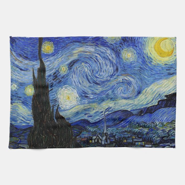 Starry Night by Vincent Van Gogh Hand Towel (Horizontal)